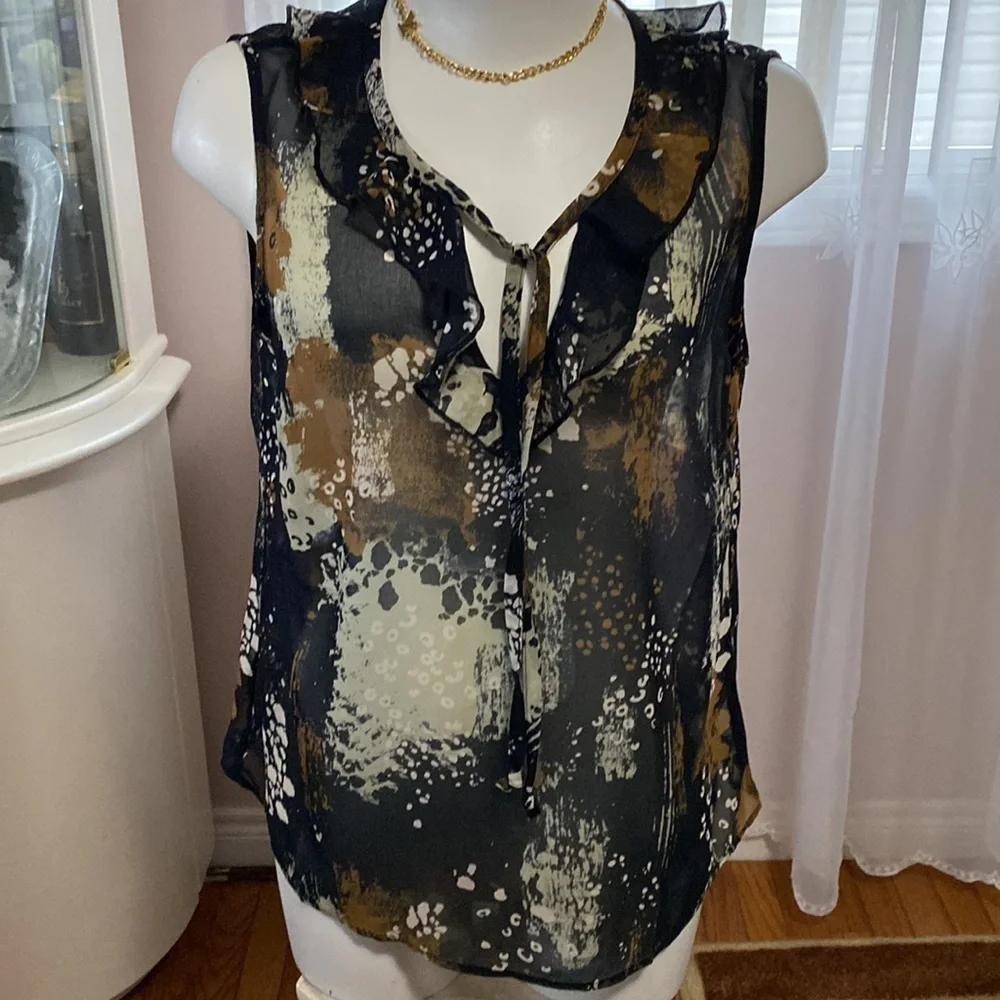 Cabi  Gray & Brown Burst Incandescent Sleeveless Top - Sz M EUC - Picture 6 of 13